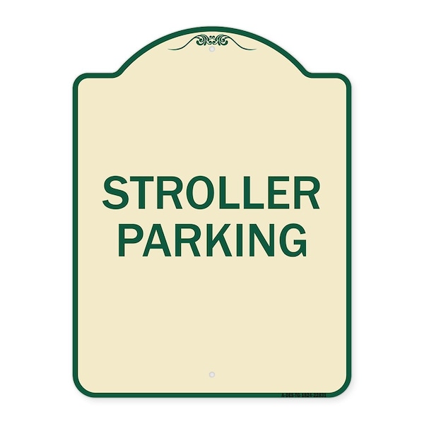 Signmission Designer Series Stroller Parking, Tan & Green Heavy-Gauge Aluminum Sign, 24" x 18", TG-1824-22831 A-DES-TG-1824-22831 - main